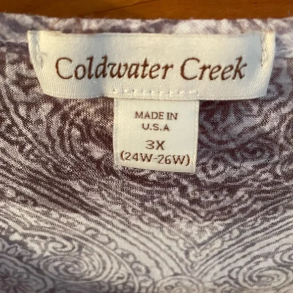 Coldwater Creek Women's Gray and White Patterned Tee Plus 3X - Picture 2 of 6